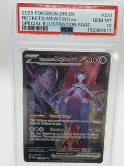 2025 POKEMON DRI EN-DESTINED RIVALS #231 TEAM ROCKET'S MEWTWO EX PSA 10 - Image 1