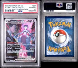 2025 POKEMON DRI EN-DESTINED RIVALS #231 TEAM ROCKET'S MEWTWO EX PSA 10 - Image 3