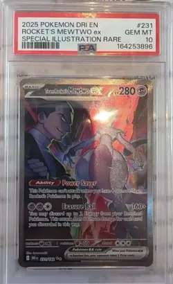 Pokemon 2025 Team Rocket's Mewtwo EX 231/182 Sir Destined Rivals Gem Mint PSA 10 - Image 1