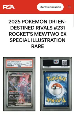 2025 POKEMON - DESTINED RIVALS 231 - TEAM ROCKET'S MEWTWO EX 231/182 - PSA 10 - Image 3
