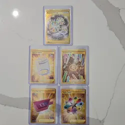 Lot of gold cards- Lot of 5 Rare Pokemon Cards- Hyper Rare Reversal Energy - Image 1