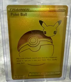 Pokemon POKE BALL + PIKACHU Gold Celebration 25th Anniv 2 Card LOT! SUPER CLEAN - Image 3