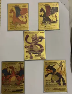 Lot Of 5 Charizard & Mewtwo Gold Foil Pokemon Cards NM/M - Image 1