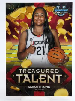 2025 Bowman Sapphire Sarah Strong Treasured Talents NIL Red Refractor #/5 - Image 1