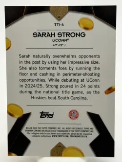 2025 Bowman Sapphire Sarah Strong Treasured Talents NIL Red Refractor #/5 - Image 2