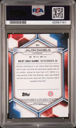 2023 BOWMAN UNIVERSITY BEST PINK LAVA #54 JALON DANIELS 35/100 PSA 10 - Image 2