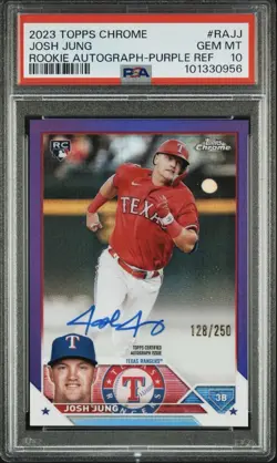 2023 Topps Chrome JOSH JUNG Purple #/250 Refractor Auto PSA 10 - Image 1