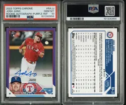 2023 Topps Chrome JOSH JUNG Purple #/250 Refractor Auto PSA 10 - Image 3