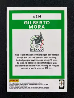 Gilberto Mora 2025-26 Panini Donruss Optic FIFA World Cup 2026 Rated Rookie #214 - Image 2