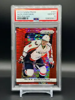 2013-14 Panini Prizm Alexander Ovechkin RED PULSAR COLOR MATCH POP 10 PSA 10 - Image 3