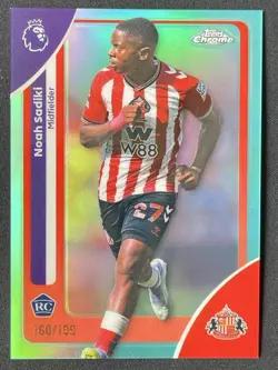 Noah Sadiki 2025-26 Topps Chrome Premier League Aqua Refractor RC /199 #161 - Image 1