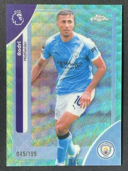 Rodri 2025-26 Topps Chrome Premier League Aqua Wave Refractor /199 #127 - Image 1
