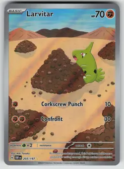 Larvitar 203/197 Illustration Rare Obsidian Flames Pokemon Near Mint - Image 1
