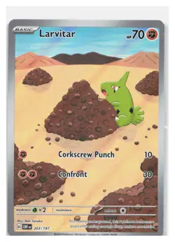 LARVITAR 203/197 ILLUSTRATION RARE OBSIDIAN FLAMES POKEMON HOLO NEAR MINT - Image 1