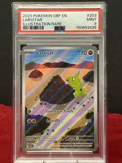 Larvitar 203/197 Illustration Rare Obf En-obsidian Flames Pokemon PSA 9 - Image 1