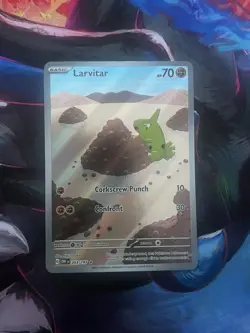 Pokemon SV03 Obsidian Flames Larvitar Holo Illustration Rare Card 203/197 - Image 1