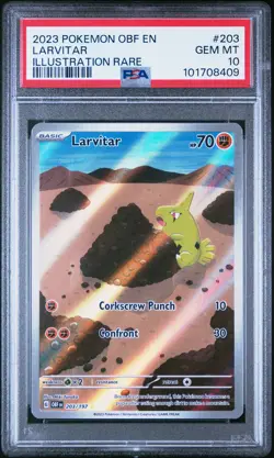 Larvitar 203/197 Illustration Rare Obf En-obsidian Flames Pokemon PSA 10 - Image 1