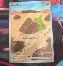 Pokemon Larvitar Obsidian Flames Holo Illustration Rare 203/197 English 2023 - Image 1