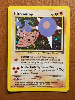 Hitmontop 3/75 Holo Rare Neo Discovery WoTC 2001 Pokemon TCG LP Card - Image 1
