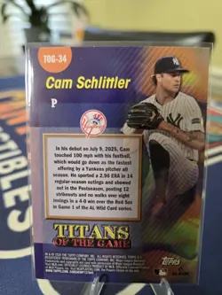 2026 Topps Series 2 Holo Foil Cam Schlittler RC Yankees Rookie TOG-34 - Image 2