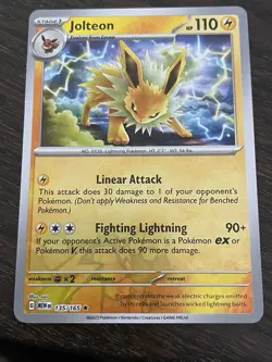 Pokemon TCG Jolteon Scarlet & Violet 151 Card 135/165 Reverse Holo Mint - Image 1