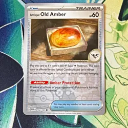 Pokemon TCG Antique Old Amber 154/165 Scarlet & Violet 151 reverse holo English - Image 1