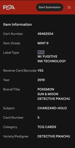 PSA 9 Mint Charizard 5/18 Detective Pikachu Graded Pokemon Card Holo Rare TCG - Image 4
