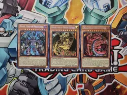 *** Sacred Beast GOD CARD SET. Uria,Raviel, Harmon PRISMATIC SECRET RARE YUGIOH! - Image 1