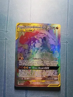 Reshiram & Zekrom GX Tag Team Pokemon Card Holo Rare - Image 1