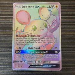 Pokemon TCG Dedenne GX Holo Secret Rare Card Unbroken Bonds 219/214 Rainbow - Image 1