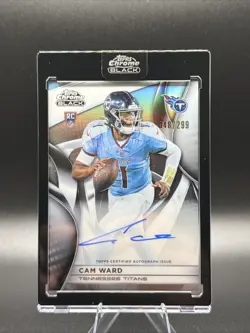 2025 Topps Chrome Black Cam Ward On Card Auto /299 Refractor Tennessee Titans RC - Image 1