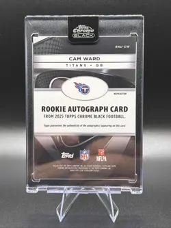 2025 Topps Chrome Black Cam Ward On Card Auto /299 Refractor Tennessee Titans RC - Image 2
