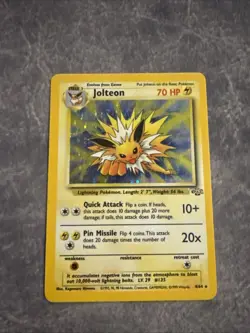 Jolteon Pokemon TCG Jungle Regular Rare Card 04/64 1998 - Image 1