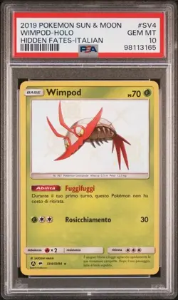 Pokemon PSA 10 Wimpod #SV4 Holo Destino Sfuggente Sole & Luna 2019 Italiano - Image 2