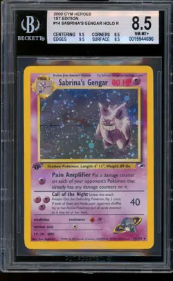 2000 Pokemon Sabrina's Gengar 1st Edition Gym Heroes Rare Holo #14 BGS 8.5 NM-MT - Image 1
