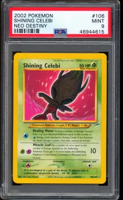 2001 Pokemon Shining Celebi Neo Destiny Unlimited Holo #106 PSA 9 MINT - Image 1