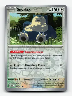 Snorlax 143/165 Reverse Holo 151 Uncommon 2023 Pokemon Card LP - Image 1