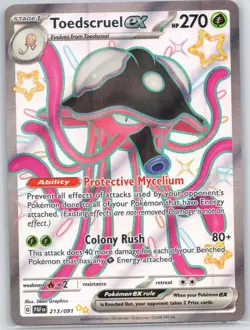 Toedscruel ex 213/091 Shiny Ultra Rare Paldean Fates Pokemon Holo Near Mint - Image 1