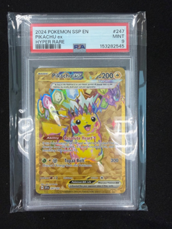 Pokemon TCG Sv08 Surging Sparks Pikachu ex 247/191 Hyper Rare Holo PSA 9 - Image 1