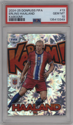 2024-25 Panini Donruss FIFA Erling Haaland Kaboom SSP PSA 10 Norway - Image 1