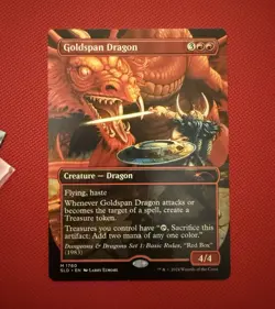 Wizards of the Coast MTG Goldspan Dragon Secret Lair Borderless Rainbow Foil - Image 1
