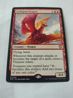 1 x MTG Magic The Gathering Secrets of Strixhaven Goldspan Dragon mythic ex con - Image 1