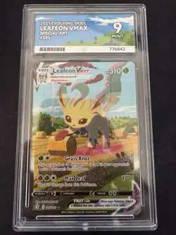 Pokemon TCG Leafeon VMAX 205/203 Evolving Skies Secret Rare Card Graded 9 ACE - Image 1