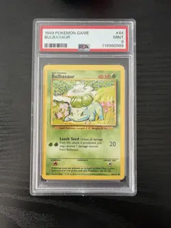 Pokemon Base Set Unlimited Bulbasaur 44/102 PSA 9 Mint - Image 1