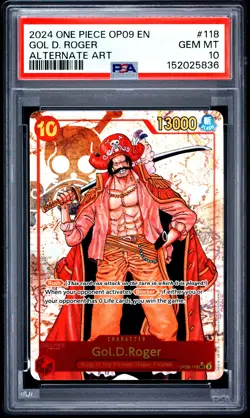 2024 ONE PIECE OP09-EMPERORS IN THE NEW WORLD ALTERNATE ART GOL D. ROGER PSA 10 - Image 1