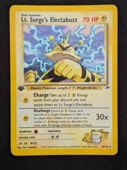 1st Edition Lt. Surge's Electabuzz Holo Rare 6/132 Gym Heroes Pokemon Card WOTC - Image 1