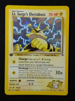 1st Edition Lt. Surge's Electabuzz Holo Rare 6/132 Gym Heroes Pokemon Card WOTC - Image 2