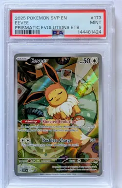 2025 POKEMON SVP EN BLACK STAR PROMOS #173 EEVEE PRISMATIC EVOLUTIONS ETB PSA 9 - Image 1