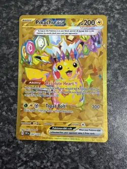 Pokemon TCG Sv08: Surging Sparks Pikachu EX 247/191 Gold Hyper Rare Holo - Image 1
