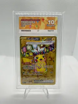 Pokemon TCG Surging Sparks Pikachu EX 247/191 Gold Hyper Rare Ace 10 Perfect Sub - Image 1